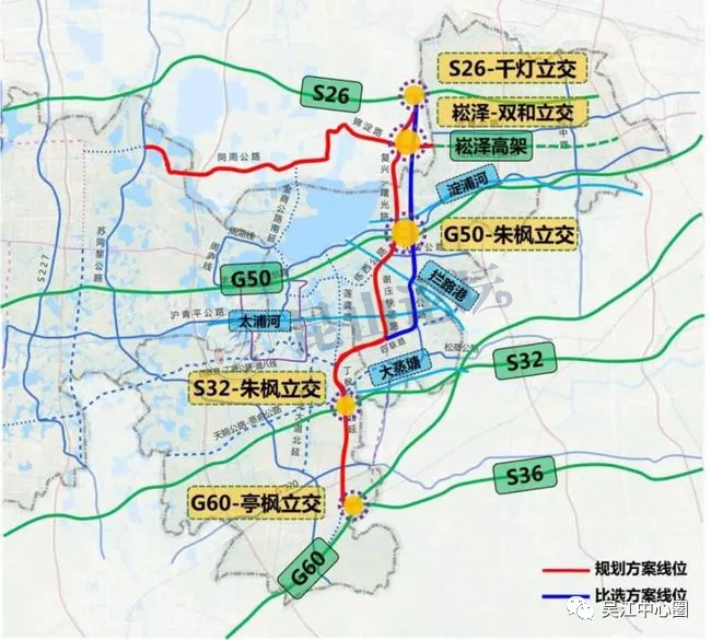 昆山同周公路与锦淀路(s609)连接崧泽高架快速路规划是走地面还是高架