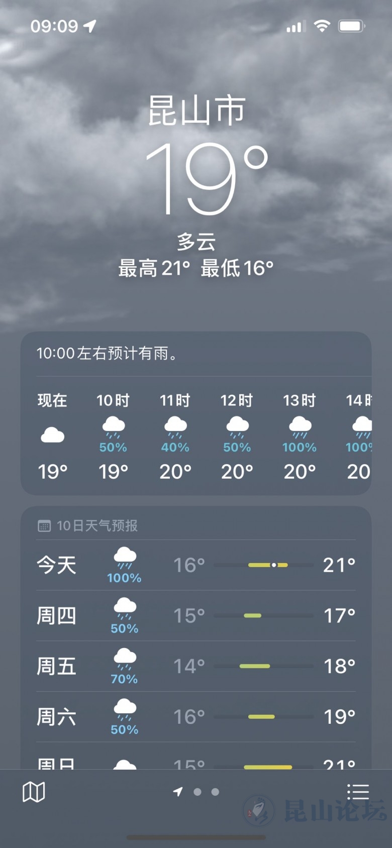 10月5日天气预报昆山最高气温19度一秒入冬