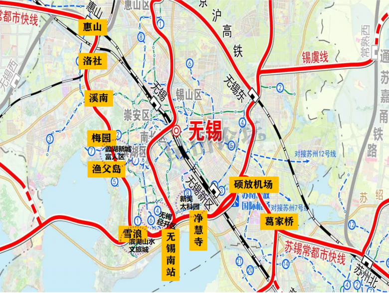 蘇錫常城際蘇州19站(含崑山4站),無錫10站,常州9站