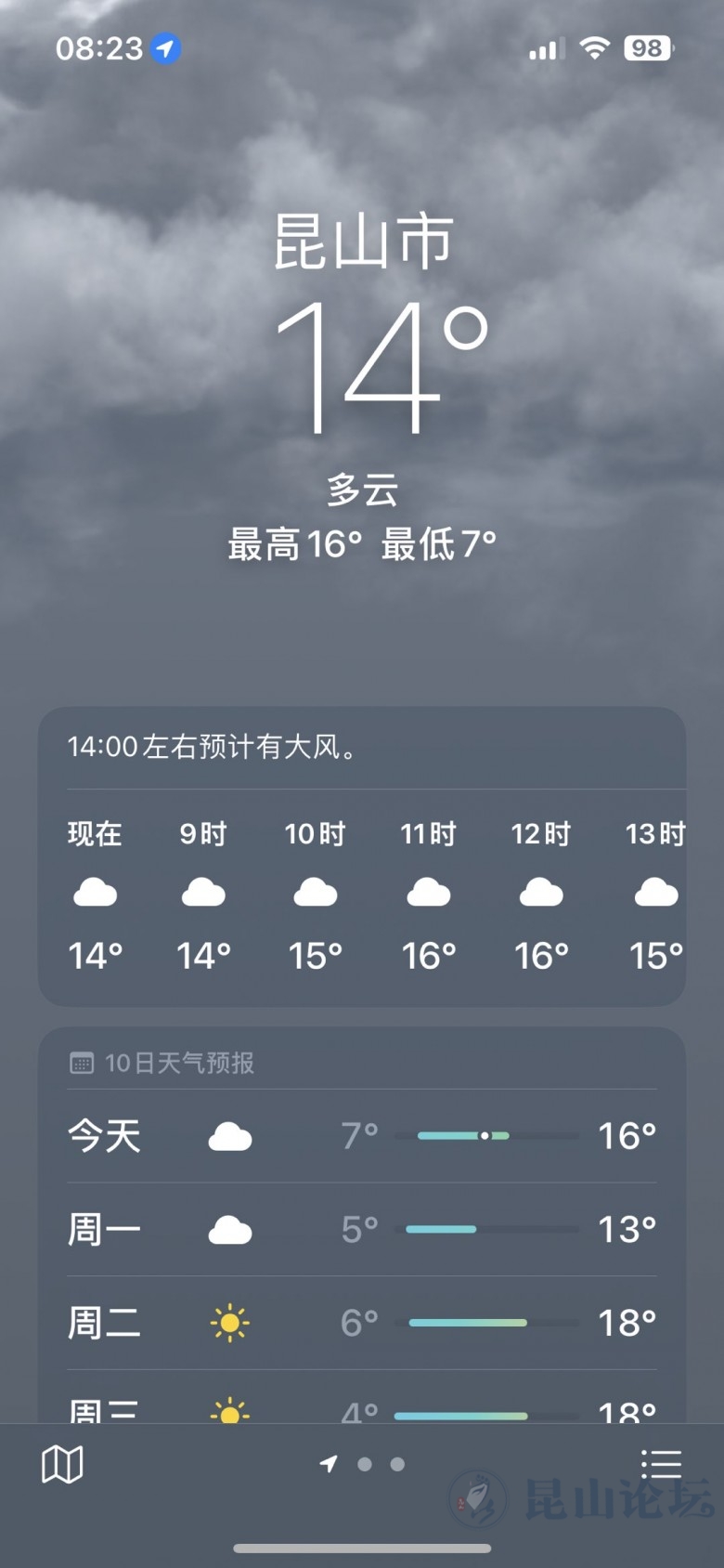 3月17日天气预报:昆山最高气温16度,今天有小雨
